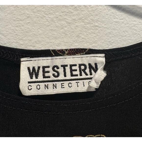 Western Connection Size Large Slinky Top Stretch Rose Hat Lady 90s Cowgirl Boho - Picture 6 of 7